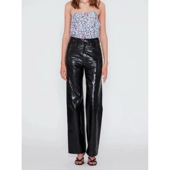 NWT ROTATE BIRGER CHRISTENSEN croc faux leather Rotie pants jeans US 8 High Rise - Picture 1 of 13